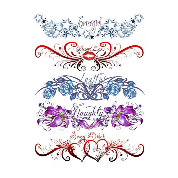Tatouage éphémère - Plaque de 5 tattoos  